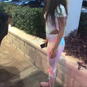 Multicolor Fitted Pants Set with Body Suit